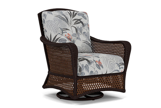 Lloyd Flanders - Grand Traverse Swivel Glider Lounge Chair In Caramel Finish With Delicate Botanical Slate Fabric - 713910362076 view 1
