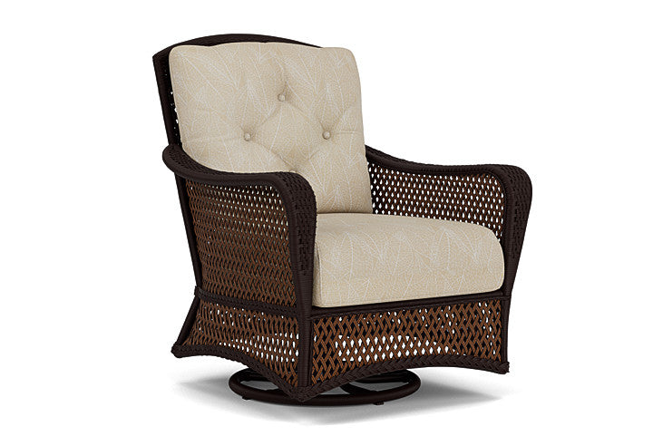 Lloyd Flanders - Grand Traverse Swivel Glider Lounge Chair In Caramel Finish With Laurel Ecru Fabric - 713910362057 view 1