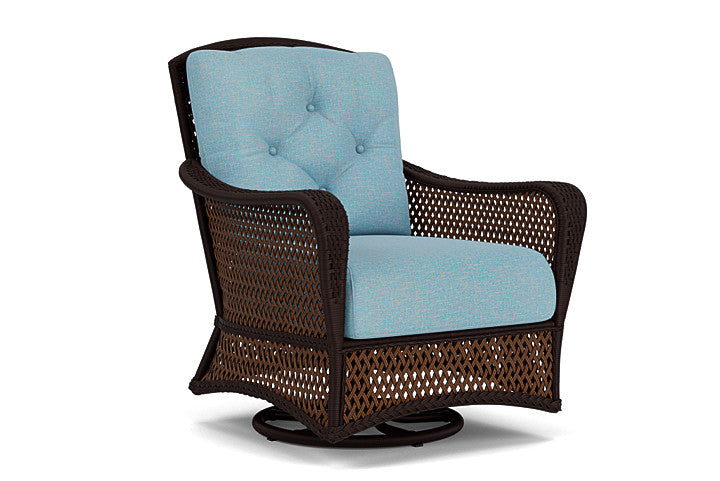 Lloyd Flanders - Grand Traverse Swivel Glider Lounge Chair In Caramel Finish With Leeds Light Blue Fabric - 713910362058 view 1