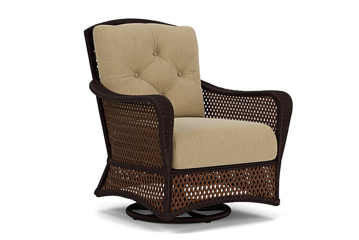 Lloyd Flanders - Grand Traverse Swivel Glider Lounge Chair In Caramel Finish With Loveboat Saffron Fabric - 713910362009 view 1