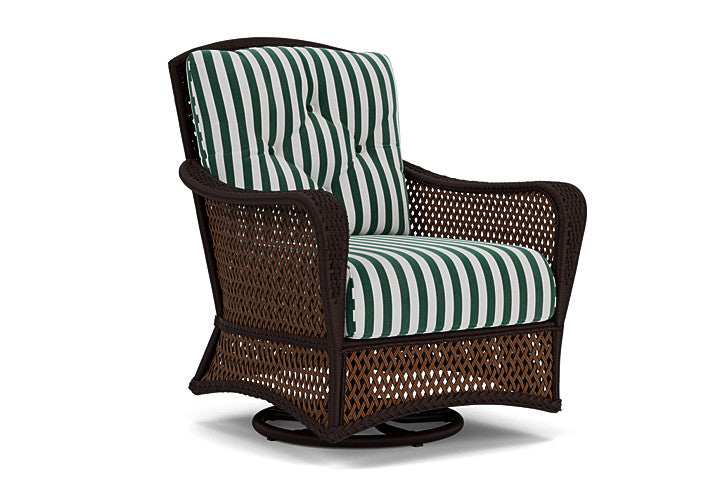 Lloyd Flanders - Grand Traverse Swivel Glider Lounge Chair In Caramel Finish With Safari/White Stripe Fabric - 71391036269 view 1