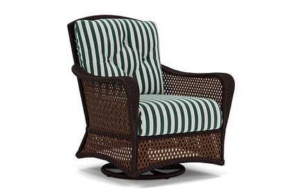 Lloyd Flanders - Grand Traverse Swivel Glider Lounge Chair In Caramel Finish With Safari/White Stripe Fabric - 71391036269 view 1