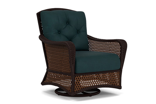 Lloyd Flanders - Grand Traverse Swivel Glider Lounge Chair In Caramel Finish With Sandberg Lagoon Fabric - 713910362039 view 1