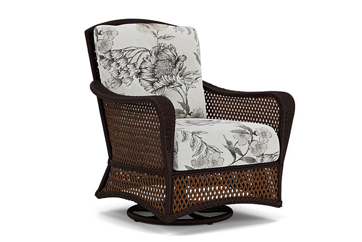 Lloyd Flanders - Grand Traverse Swivel Glider Lounge Chair In Caramel Finish With Serena Floral Dove Fabric - 713910362077 view 1