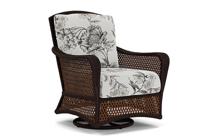 Lloyd Flanders - Grand Traverse Swivel Glider Lounge Chair In Caramel Finish With Serena Floral Dove Fabric - 713910362077 view 1