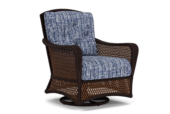 Lloyd Flanders - Grand Traverse Swivel Glider Lounge Chair In Caramel Finish With Visions Cobalt Fabric - 71391036683 view 1
