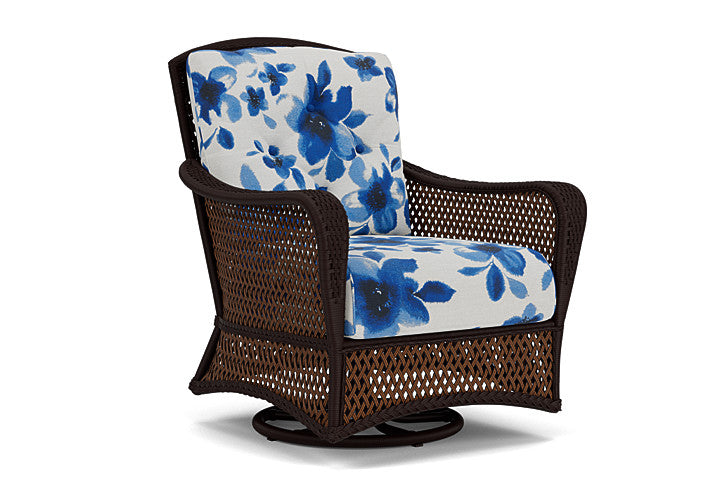 Lloyd Flanders - Grand Traverse Swivel Glider Lounge Chair In Caramel Finish With Watercolor Blossom Capri Fabric - 71391036672 view 1