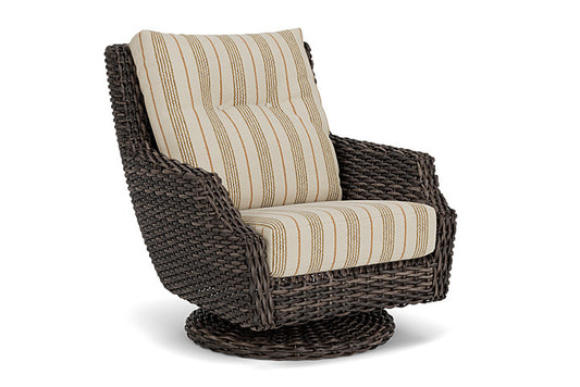 Lloyd Flanders - Largo High Back Swivel Rocker Lounge Chair In Vintage Oak Finish With Amber Waves Fabric - 2410804282044 view 1