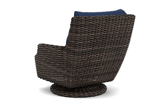 Lloyd Flanders - Largo High Back Swivel Rocker Lounge Chair In Vintage Oak Finish With Beach Navy Fabric - 2410804282013 view 2