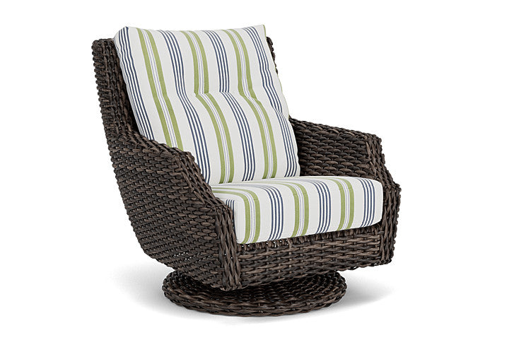 Lloyd Flanders - Largo High Back Swivel Rocker Lounge Chair In Vintage Oak Finish With Berkely Hall Green Fabric - 2410804282062 view 1