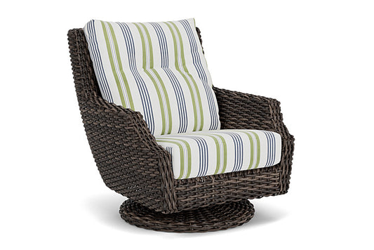 Lloyd Flanders - Largo High Back Swivel Rocker Lounge Chair In Vintage Oak Finish With Berkely Hall Green Fabric - 2410804282062 view 1