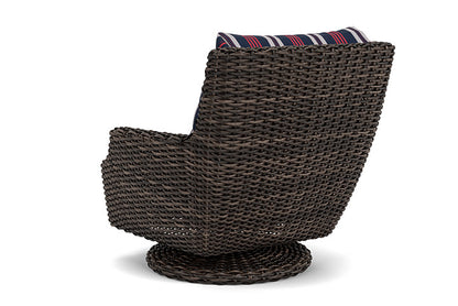 Lloyd Flanders - Largo High Back Swivel Rocker Lounge Chair In Vintage Oak Finish With Berkely Hall Navy Fabric - 2410804282063 view 2