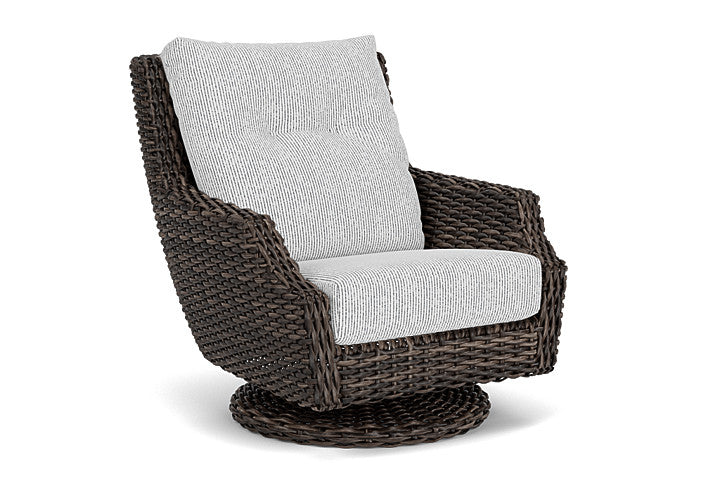 Lloyd Flanders - Largo High Back Swivel Rocker Lounge Chair In Vintage Oak Finish With Burson Domino Fabric - 2410804282035 view 1