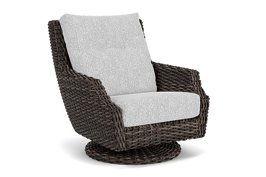 Lloyd Flanders - Largo High Back Swivel Rocker Lounge Chair In Vintage Oak Finish With Burson Domino Fabric - 2410804282035 view 1
