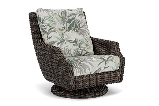 Lloyd Flanders - Largo High Back Swivel Rocker Lounge Chair In Vintage Oak Finish With Calidora Mist Fabric - 241080428094 view 1