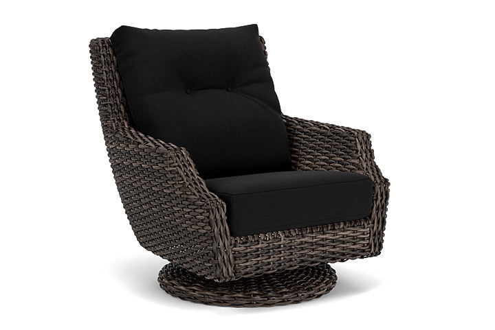 Lloyd Flanders - Largo High Back Swivel Rocker Lounge Chair In Vintage Oak Finish With Canvas Black Fabric - 241080428157 view 1