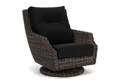 Lloyd Flanders - Largo High Back Swivel Rocker Lounge Chair In Vintage Oak Finish With Canvas Black Fabric - 241080428157 view 1