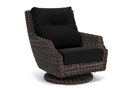 Lloyd Flanders - Largo High Back Swivel Rocker Lounge Chair In Vintage Oak Finish With Canvas Black Fabric - 241080428157 view 1
