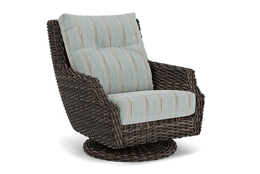 Lloyd Flanders - Largo High Back Swivel Rocker Lounge Chair In Vintage Oak Finish With Colorwave Mist Fabric - 2410804282072 view 1