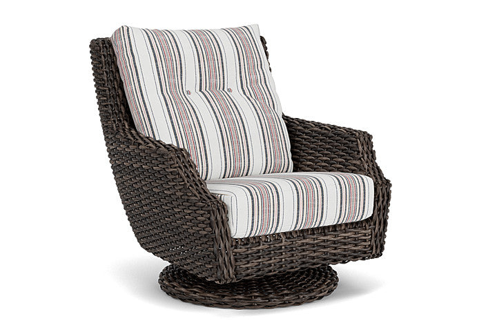 Lloyd Flanders - Largo High Back Swivel Rocker Lounge Chair In Vintage Oak Finish With Deering Cadet Fabric - 2410804282047 view 1