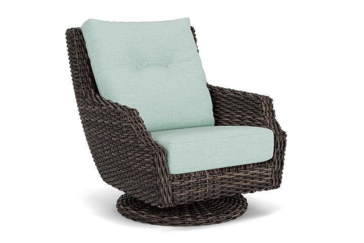 Lloyd Flanders - Largo High Back Swivel Rocker Lounge Chair In Vintage Oak Finish With Demo Mist Fabric - 241080428066 view 1