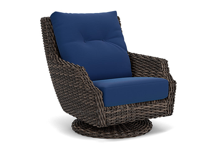 Lloyd Flanders - Largo High Back Swivel Rocker Lounge Chair In Vintage Oak Finish With Flagship Lapis Fabric - 2410804281813 view 1