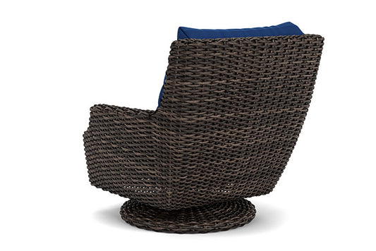 Lloyd Flanders - Largo High Back Swivel Rocker Lounge Chair In Vintage Oak Finish With Flagship Lapis Fabric - 2410804281813 view 2