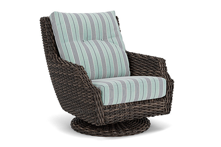 Lloyd Flanders - Largo High Back Swivel Rocker Lounge Chair In Vintage Oak Finish With Hansen Seaglass Fabric - 2410804281926 view 1