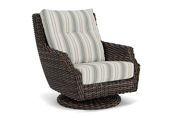 Lloyd Flanders - Largo High Back Swivel Rocker Lounge Chair In Vintage Oak Finish With Jansen Eucalyptus Fabric - 2410804282061 view 1