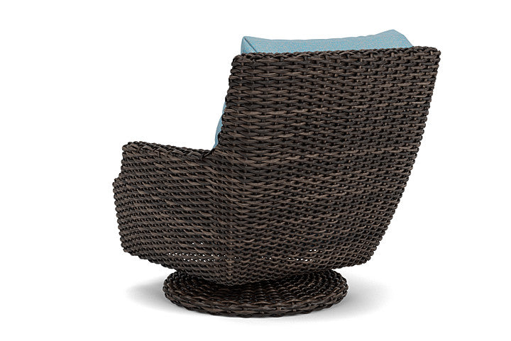 Lloyd Flanders - Largo High Back Swivel Rocker Lounge Chair In Vintage Oak Finish With Leeds Light Blue Fabric - 2410804282058 view 2