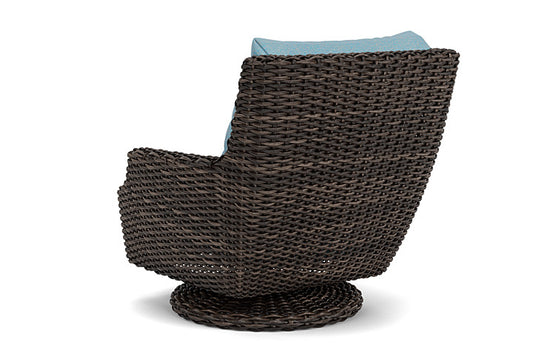Lloyd Flanders - Largo High Back Swivel Rocker Lounge Chair In Vintage Oak Finish With Leeds Light Blue Fabric - 2410804282058 view 2