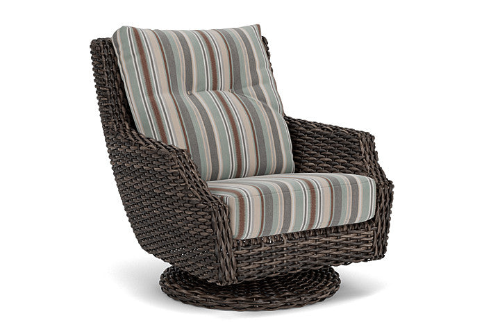 Lloyd Flanders - Largo High Back Swivel Rocker Lounge Chair In Vintage Oak Finish With Lima Heron Fabric - 241080428067 view 1