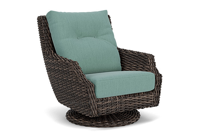 Lloyd Flanders - Largo High Back Swivel Rocker Lounge Chair In Vintage Oak Finish With Loveboat Mint Fabric - 2410804282010 view 1