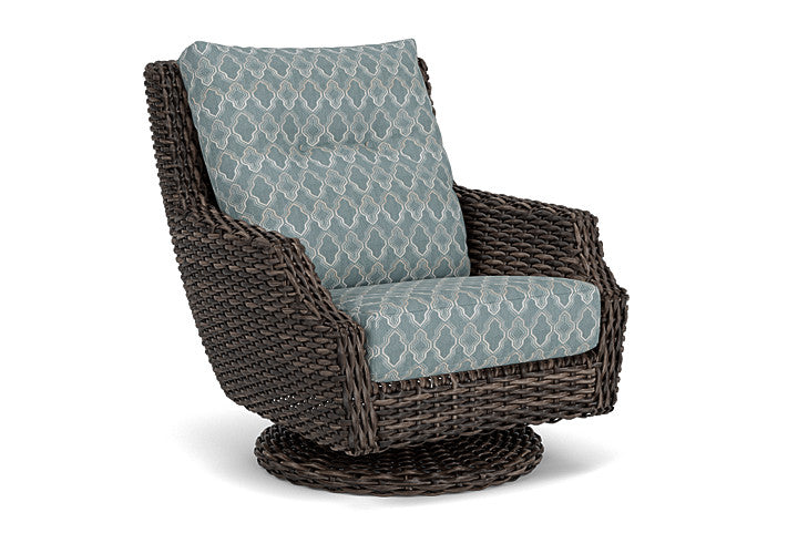 Lloyd Flanders - Largo High Back Swivel Rocker Lounge Chair In Vintage Oak Finish With Luna Mist Fabric - 2410804282070 view 1