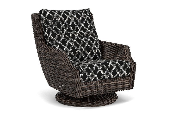 Lloyd Flanders - Largo High Back Swivel Rocker Lounge Chair In Vintage Oak Finish With Luna Onyx Fabric - 2410804282071 view 1