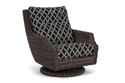 Lloyd Flanders - Largo High Back Swivel Rocker Lounge Chair In Vintage Oak Finish With Luna Onyx Fabric - 2410804282071 view 1