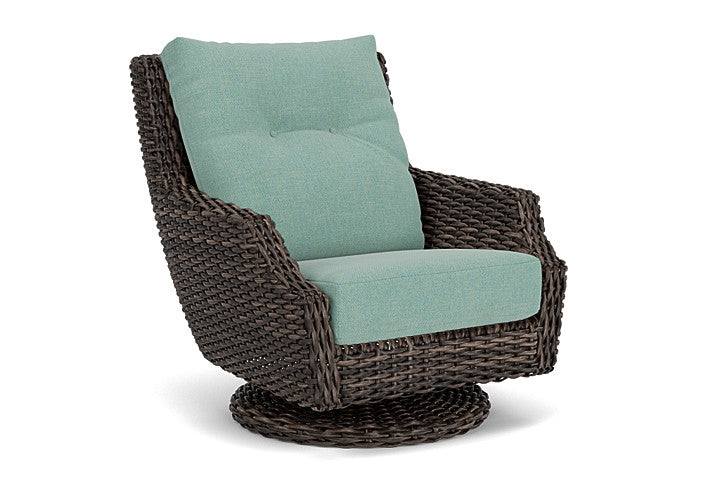 Lloyd Flanders - Largo High Back Swivel Rocker Lounge Chair In Vintage Oak Finish With Pavian Pool Fabric - 2410804282045 view 1