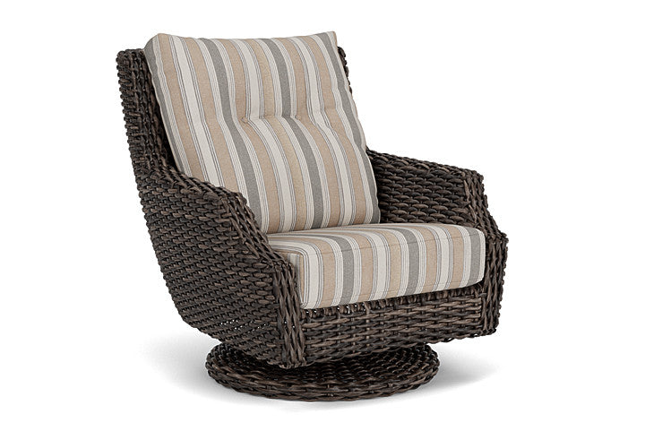 Lloyd Flanders - Largo High Back Swivel Rocker Lounge Chair In Vintage Oak Finish With Purveyor Pewter Fabric - 241080428146 view 1