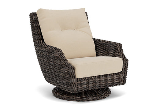 Lloyd Flanders - Largo High Back Swivel Rocker Lounge Chair In Vintage Oak Finish With Raindrop Almond Fabric - 2410804282055 view 1