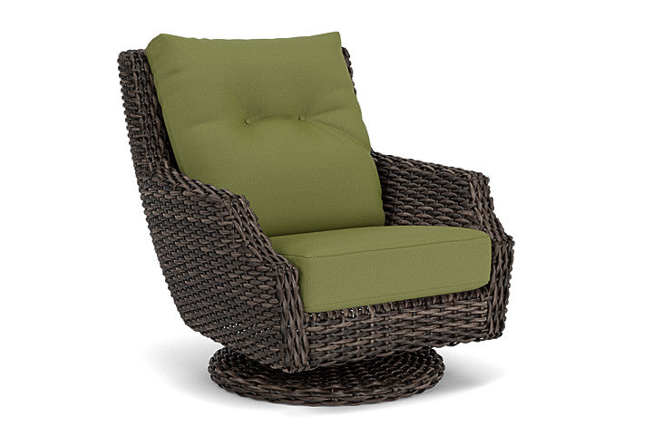 Lloyd Flanders - Largo High Back Swivel Rocker Lounge Chair In Vintage Oak Finish With Reflections Grass Fabric - 2410804282051 view 1