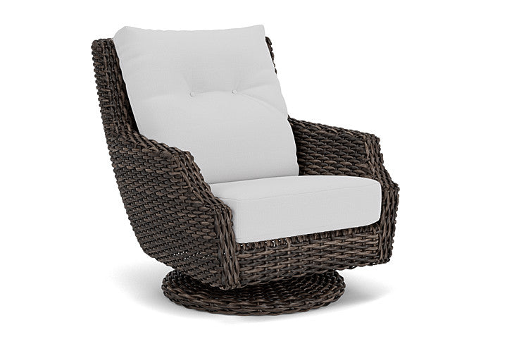 Lloyd Flanders - Largo High Back Swivel Rocker Lounge Chair In Vintage Oak Finish With Reflections Ice Fabric - 2410804282052 view 1