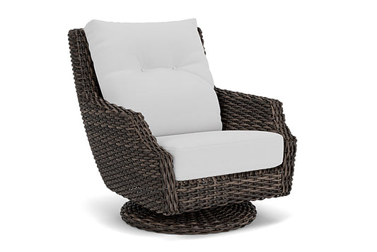 Lloyd Flanders - Largo High Back Swivel Rocker Lounge Chair In Vintage Oak Finish With Reflections Ice Fabric - 2410804282052 view 1