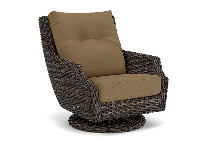 Lloyd Flanders - Largo High Back Swivel Rocker Lounge Chair In Vintage Oak Finish With Reflections Straw Fabric - 2410804282053 view 1