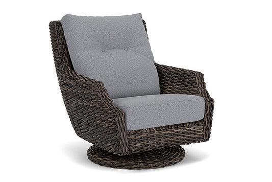 Lloyd Flanders - Largo High Back Swivel Rocker Lounge Chair In Vintage Oak Finish With Rumba Stonewashed Fabric - 2410804282006 view 1