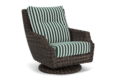 Lloyd Flanders - Largo High Back Swivel Rocker Lounge Chair In Vintage Oak Finish With Safari/White Stripe Fabric - 241080428269 view 1