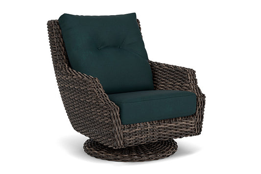 Lloyd Flanders - Largo High Back Swivel Rocker Lounge Chair In Vintage Oak Finish With Sandberg Lagoon Fabric - 2410804282039 view 1