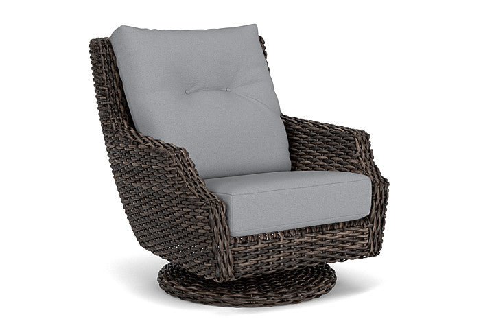 Lloyd Flanders - Largo High Back Swivel Rocker Lounge Chair In Vintage Oak Finish With Sandberg Pewter Fabric - 2410804282029 view 1