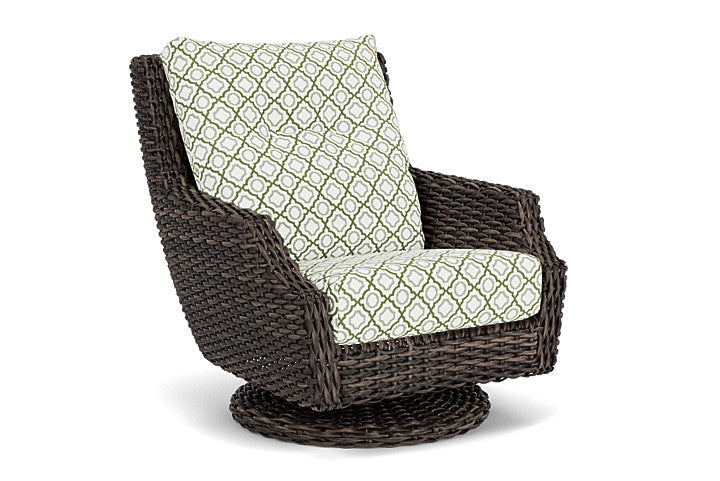 Lloyd Flanders - Largo High Back Swivel Rocker Lounge Chair In Vintage Oak Finish With Savannah Green Fabric - 2410804282064 view 1