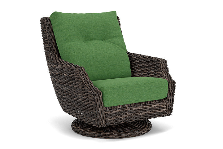 Lloyd Flanders - Largo High Back Swivel Rocker Lounge Chair In Vintage Oak Finish With Seadog Botanical Fabric - 2410804282066 view 1