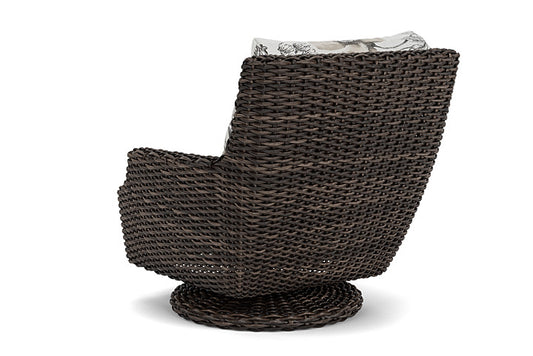 Lloyd Flanders - Largo High Back Swivel Rocker Lounge Chair In Vintage Oak Finish With Serena Floral Dove Fabric - 2410804282077 view 2